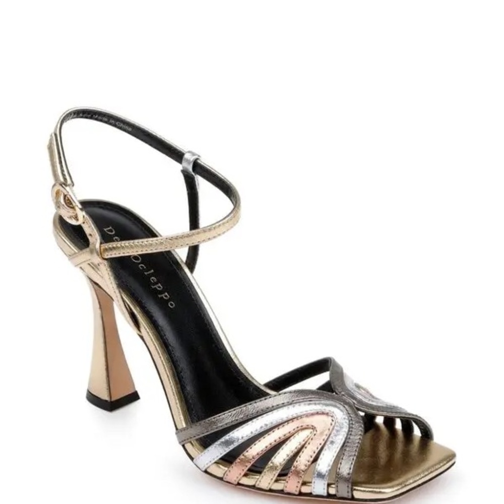 DEE OCLEPPO Carmel Sandals Gold and Silver Strappy Heels sz 9.5